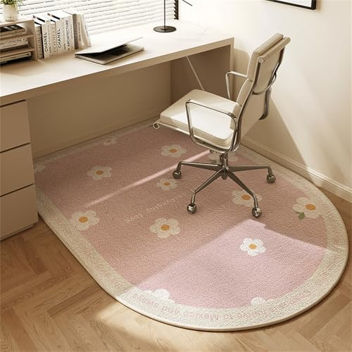 Hixingo Alfombra Escritorio Suelo Grande, Protector Suelo Silla Ruedas Gaming Antideslizante Alfombrilla de Protección para Suelos Duros-Resistente a los Arañazos (Flor Rosa,90 * 60cm)
