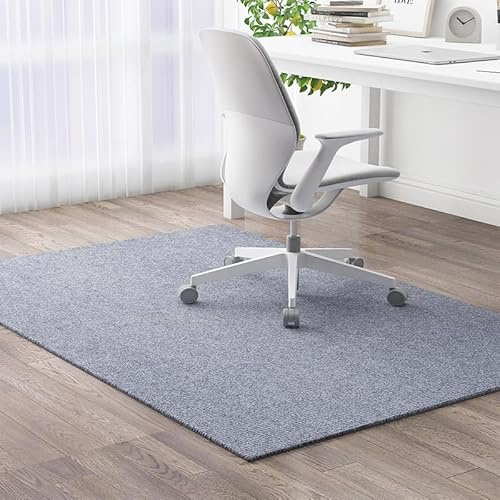 Surwin Quadrat Bürostuhl Unterlage Teppich, Selbstklebend Bodenschutzmatte für Bürostuhl Hartböden Parkett Laminat, Kratzfest rutschfest Bodenmatte Stuhlunterlage (Grau,120x120cm)