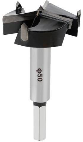 SUQIN Broca Forstner De 50 mm Para Madera, Diámetro De 50 mm, Longitud 90 mm Broca Para Madera De Aleación De 3 Filos Con Vástago Hexagonal De 10 mm Para Taladrar En Plástico Madera Contrachapada