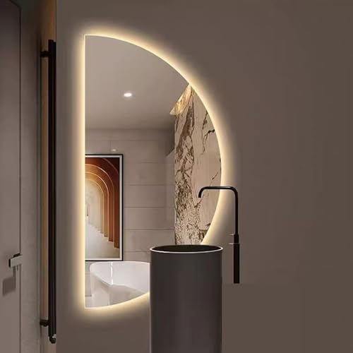 Xxbbyubo Specchio da Bagno a LED Semicerchio 60x120cm Retroilluminato, Antiappannamento Intelligente, 3 Temperature Colore