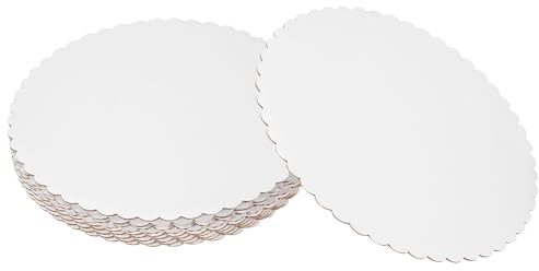 sourcing map 10 basi rotonde smerlate per torte, 27 cm, in cartone oleato, rotonde, ondulate, per matrimoni, feste, compleanni, dessert, cupcake (bianco)
