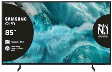 Samsung QLED 4K Vision AI Smart TV 85'' QE85Q7F4AUXZT, Q4 Processor, 100% Volume Colore con Quantum Dot, Motion Xcelerator, OTS Lite & Adaptive Sound, SlimLook Design, 2025