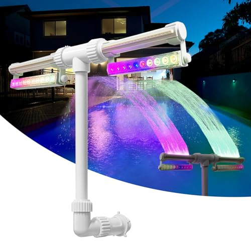 Fontaine de piscine pour hors sol et creusées, aérateur de double pulvérisation réglable avec LED 7 couleurs, télécommande 42 modes, refroidisseur pour piscine