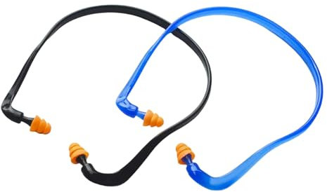 Gehörschutzbügel, 2 Stück Kopfband Gehörschutz Zur Lärmreduzierung, Inklusive 5 Paar Ersatz Ohrstöpsel, Maße 14x14x1 Cm, Schwarz Und Blau, Aus PP Rahmen Und TPE Ohrstöpseln