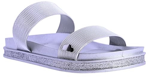 DON ALGODON Chanclas Mujer – Chanclas para Playa y Piscina - Sandalias Flip Flop de Goma con Suela Antideslizante y ligera (Plata, Sistema tallas calzado EU, Adulto, Mujer, Números, mediano, 38)