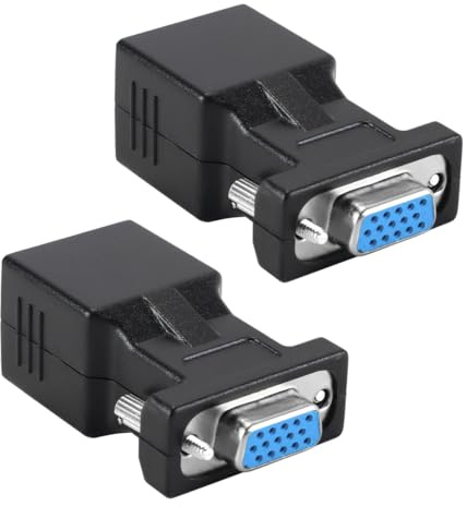 Enwye 2 connettori per cavi di rete adattatori VGA a RJ45 (femmina), adatti per collegare computer, DVR, centri multimediali, console di gioco e altri dispositivi.