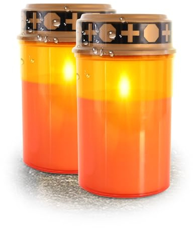 Raburg LED-Grabkerze 2er-Set, 10000h Leuchtdauer, Kunststoff, Outdoor, Rot | 2er-Set, ca. 10.000 h Leuchtdauer, batteriebetrieben, für den Außenbereich