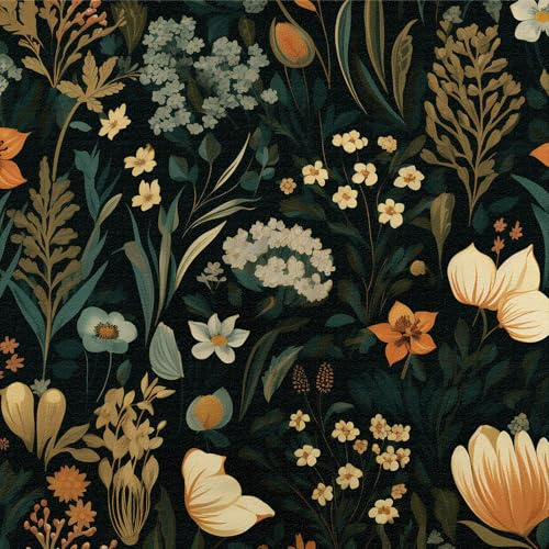 ANLIKY-Pro Papier peint autocollant, motif floral bohème vintage, 44X600CM sans couture, amovible, motif floral vert et jaune.