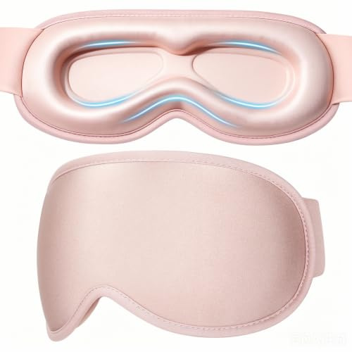 GRIFEMA Schlafmaske 100% Verdunkelung, 3D Augenmaske ohne Augendruck | Große Schlafmaske, Verstellbar für Seitenschläfer, Atmungsaktiv, Reise & Schichtarbeit, Damen Herren, Rosa
