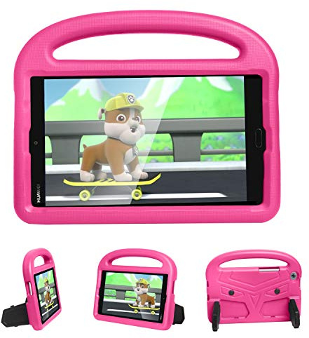 Tablettskydd Tablet Väska till Huawei M3 / M5 Lite 8,4 tums kiselfall For barn, For chocktäta lättviktigt droppskyddat stativ tablettväska, med handtag och kickstand(ROSERED)