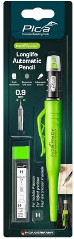 Pica Fine Dry Bundle 70705 | Set con Pica 7070 Fine‑Dry Automatic Longlife Pencil (5× grafito HB) y set de minas especiales 7050 (24× grafito H) | Ø 0,9 mm | Recargable