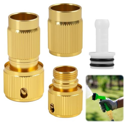 2 Pcs Brass Expandable Hose Repair Kits, Aluminium Faucet Adapter, Fast Follow up Brass Hose Connectors, Leak-Proof Water Hose Tap Adaptors for Car Wash High Pressure Water Gun Outdoor Lawn Irrigation