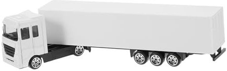 LALADEFIEE Mini Container Truck Model Toy for Boys and Girls White Alloy Friction Sliding Truck Car Toddler Toy for Imaginative Play