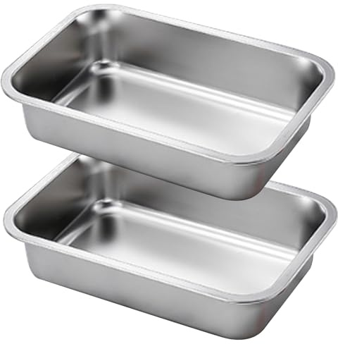 Lot de 2 moules à lasagnes en acier inoxydable de 22, 9 x 33 cm, moule à gâteau rectangulaire, plat lasagnes empilable cuisson profonde pour brownie, cocotte biscuits, poêles en acier inoxydable