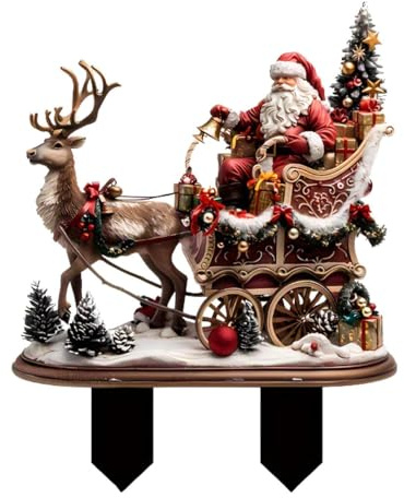 Guangcailun Décorations de Noël Miniatures : Figurine de Renne, Père Noël et traîneau, à Planter dans Le Jardin à Utiliser pour Les fêtes.