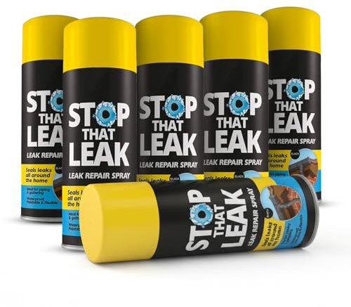 Set 6 Spray Sigillante Stop Leak - 400ml Impermeabilizzante Universale, Riparazione Efficace per Perdite in Grondaie, Finestre, Scarichi, Tetti e Tubi