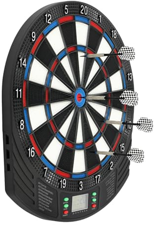 Elektronische Dartscheibe mit LCD Display, Dartscheibe Steeldart Alternative mit 18 Spielen, Elektronischer Dart Automatische Zählung für 1-8 Spieler, Wandmontage für Zuhause Büro