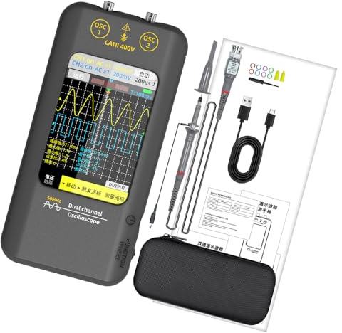 Oscilloscopio palmare avanzato a 2 canali, 50 MHz, larghezza di banda 50 MHz, con 7 tipi di forme d'onda e connessione al computer, per uso in laboratorio, generatore di indicazione oscilloscopio