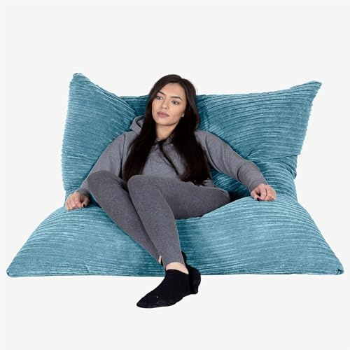 Lounge Pug Riesen-Sitzsack XXL für Erwachsene & Teenager, Türkis Cordstoff, Bean Bag, Sitzkissen, Bodenkissen