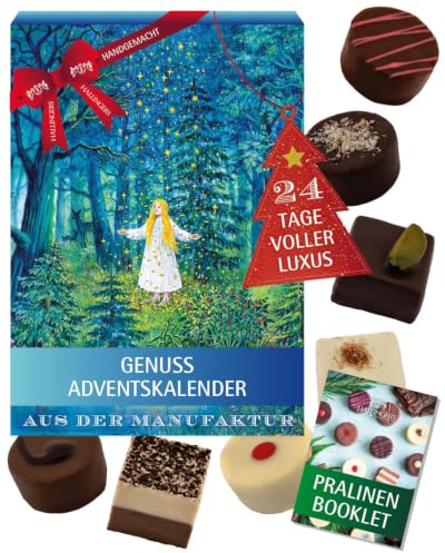 Hallingers Genuss Manufaktur Pralinen Adventskalender - ohne Alkohol, handmade aus Confiserie-Edelkakao in wertigem Softfeel-Karton Sternmädchen Mä..., Weihnachtskalender für Frauen Männer