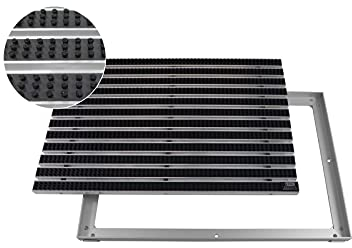 EMCO Eingangsmatte DIPLOMAT Bürsten schwarz 22mm + ALU Rahmen Schmutzfangmatte Fußabtreter Antirutschmatte, Größe:100x50cm