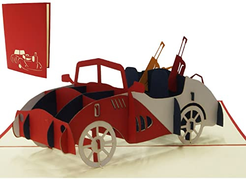 LINPOPUP®, LIN17379, POP UP Karte Auto, Umzugskarte, Grußkarte Pensionierung, Ruhestand, Geldkarte Auto, Reisegutschein, Urlaubkarte, Ruhestandkarte, Abschiedskarte, Auto, N252