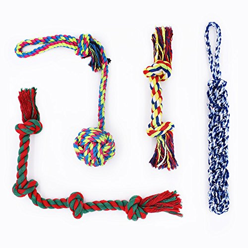 4 Stück Hundespielzeug für Große Hunde, Dauerhafte Hundespielzeug unzerstörbar/Kauspielzeug für Mittelgroße , Zerrspielzeug Hunde Seil/Spielzeug Set /Hundebälle Am Besten für Aggressive Kauer