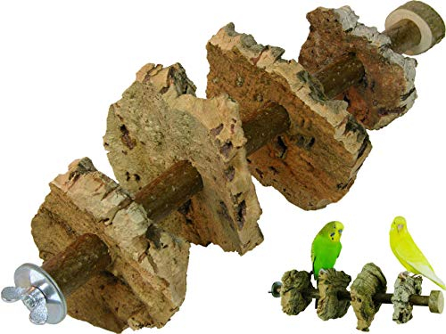 Wellensittich-Spielzeug Naturholz-Sitzstange für Vögel mit Knabber Kork in den Größen 20 cm oder 30 cm (30 cm)