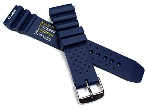 Sulla Professionelles KAUTSCHUK SILIKON ARMBAND TAUCHER DIVER 18 mm, 20 mm, 22 mm, 24 mm Blau Schwarz Dornschließe