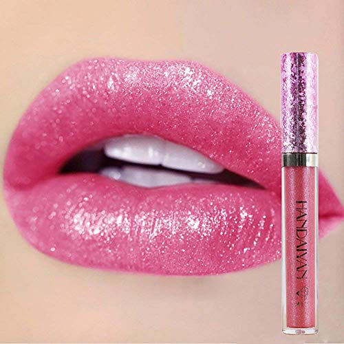 Lip gloss Metallischer Diamant Lipstick Flüssiger Funkeln Schimmer Lippenstift Nonstick Schalen Make-up Lippenglanz (D)