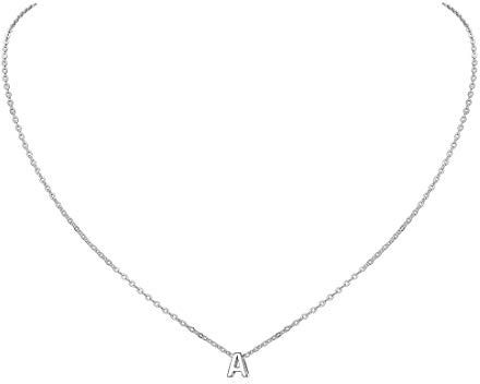 ChicSilver Silver Necklace for Women Sterling Silver Initial Letter A Pendant Necklaces Monogram Jewellery Delicate Gifts for Birthday