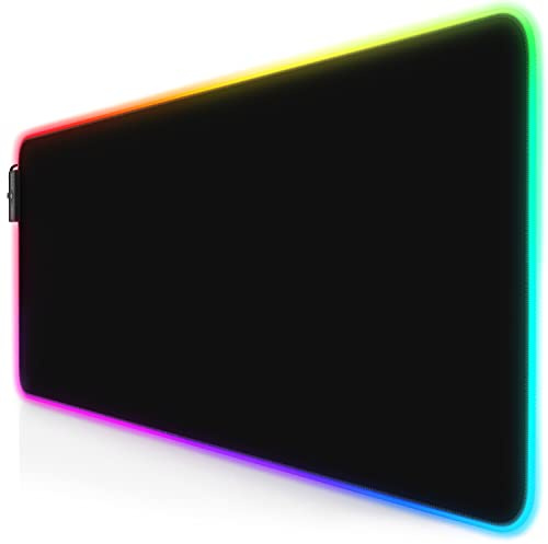 TITANWOLF - RGB Gaming Mauspad - LED Schreibtischunterlage - 800x300 mm - XXL Mousepad - LED Multi Color - 11 Beleuchtungs-Modi - 7 Farben Plus 4 Effektmodi - abwaschbar - schwarz