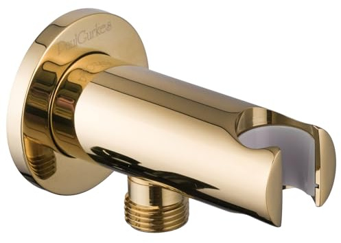 PaulGurkes goldener Wandanschlussbogen Brausehalter Kombi-Halter Gold massives Messing hochwertige Farboberfläche Rundes Design