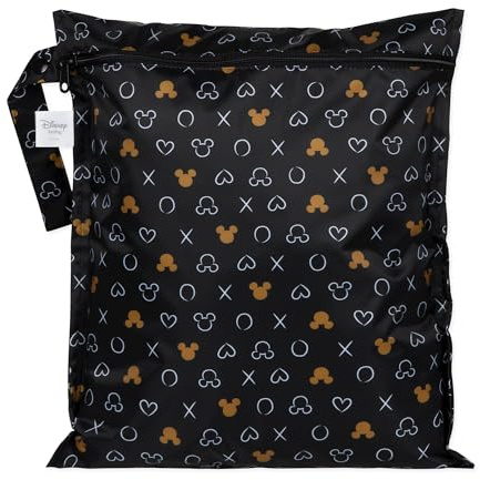 Bumkins Waterproof Wet Bags for Baby, Disney Minnie Mouse, Travel, Swimsuit, Cloth Diapers, Pump Parts, Gym Clothes, Toiletries, Strap to Stroller, Zipper Reusable Bag