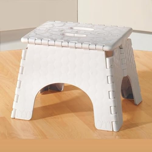 HomeZone® Zusammenklappbarer Tritthocker, Weiß, Metall, Modern, für Küche, Bad, Garten, 21 x 29 x 25 cm, 100 kg Tragkraft, Faltbar, leicht, tragbar, stabil
