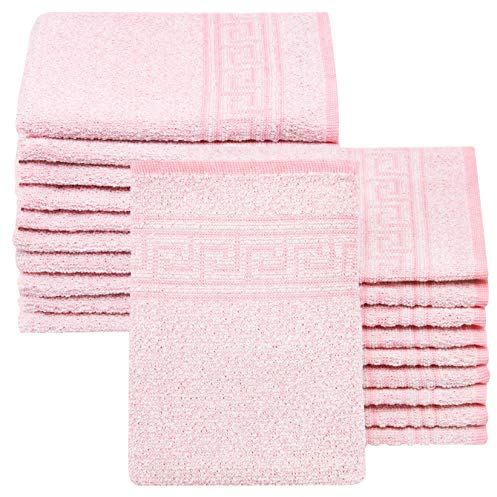 ZOLLNER 20er Set Waschhandschuhe, 16x22 cm, Baumwollmix, 340g/qm, rosa