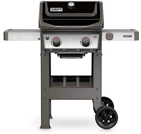 Weber Spirit II E-210 Gasgrill / 2 Brenner, Gourmet BBQ System Roste, Leistungsstarkes GS4 Grillsystem, 51 x 46 cm Grillfläche, Integrierte Seitenablagen und Besteckhaken, Schwarz/Silber