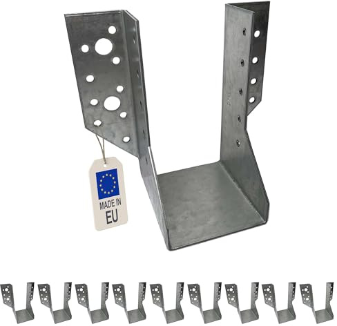 10 sabots de charpente à ailes extérieures - Connecteurs de poutres - Acier galvanisé - Larg 64 x Ht 130 mm - Fabriqué en Europe