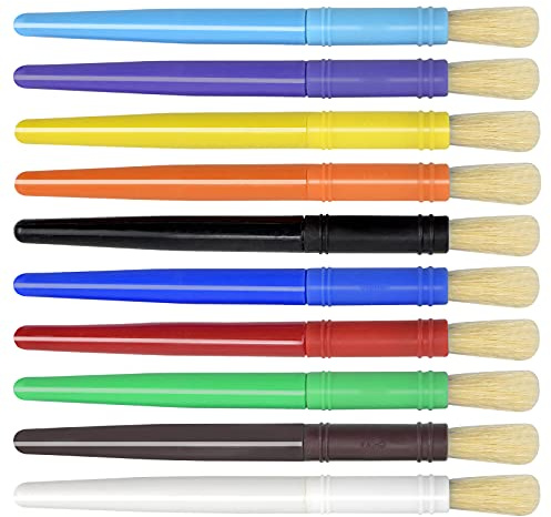 10 Stück Kinder Malpinsel, Malerei Acryl Pinsel, Aquarell Malpinsel, Ölmalpinsel, Natur Borstenpinsel Set, Künstler Satz für Ölgemälde, Rundkopf Pinselset für Anfänger Schule Malpraxis DIY Graffiti
