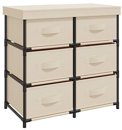 vidaXL Lagerschrank mit 6 Schubladen 55×29×55 cm Creme Stahl, Aufbewahrungsregal, Lagerschrank, Stoffschrank, Aufbewahrungsregale, Lagerschränke
