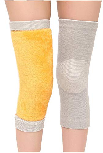 Unisex-Kniewärmer, Fleece, gestrickt, dick, thermische Kniebandage, Beinstulpen, dehnbar, Kniebandage, gemütlich, warm, Knieschoner, Stützschutz, L (grau)