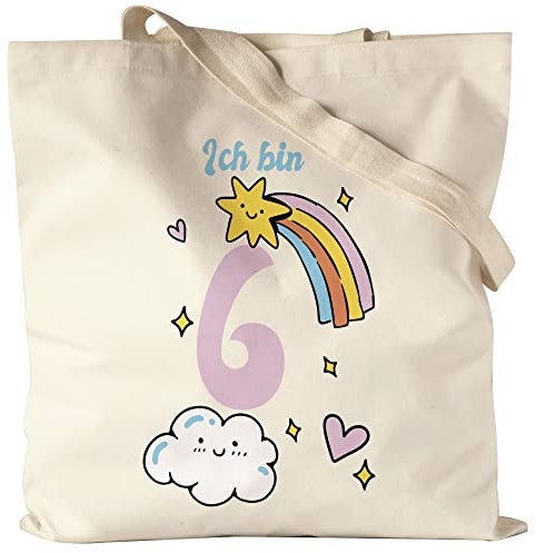 Hey!Print 6 Jahre alt Kindergeburtstag Jutebeutel Stoffbeutel süße Motive Kinder Milchkanne Happy Birthday Alles Liebe zum Geburtstag