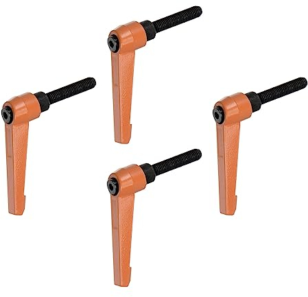 QUARKZMAN 4uds Ajustable Sujeción Palanca Manijas M8 x 30mm Macho Rosca Perno Perillas Giratorio Tornillo Bloqueo Rápida Liberación Trinquete Pulsador Botón Manija, Naranja