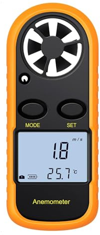 Bestgle Handheld Digital Anemometer – Wind Speed Meter Gauge with Air Flow Thermometer, Backlit LCD Display for RC Drones, Sailing, Surfing, Shooting & Weather Monitoring