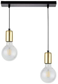 KAR LIGHTING Pendellampe | 2 flammige Pendelleuchte | Hängeleuchte aus Stahl, Glas | Farbe: Schwarz-Gold, Fassung: E27 |Hängelampe für Wohn- und Bürobereiche