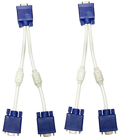 jojofuny Cable Divisor Vga Macho a Doble Salida Hembra para Monitor, Adaptador De Vídeo Profesional 0,3 M, 2 Unidades, Flexible y Estable para Uso Monitores Duales, Color Negro