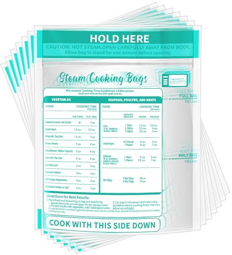 Resurhang 100 Pcs Microwave Steam Bags Reusable for Cooking Vegetables