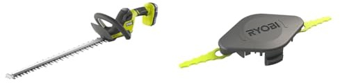 Ryobi RY18HT55A-120 18V ONE+ Cordless 55cm Hedge Trimmer Kit (1 x 2.0Ah) & Double Serrated Blade Head (+10 Blades) for Edge Trimmers, Edges - Special High/Thick Grass