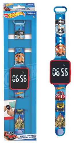 Lexibook, Hot Wheels, Orologio digitale, display orario 12 ore o 24 ore, Blu, DMW060HW