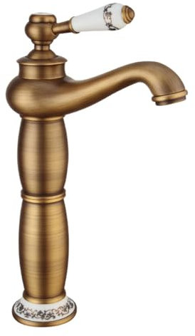 Wasserhahn Bad Waschtischarmatur Retro Antik Stil Messing Einhebel Mischbatterie Hoch Waschbecken Armatur, Badarmatur Waschtischbatterie Badezimmer, Bronze